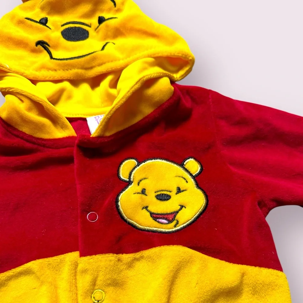 Baby Disney Winnie the Pooh Red and Yellow Onsie Costume PJs With Hood